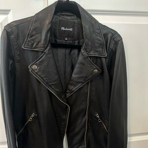 Madewell black Leather Moto Jacket with brass detail